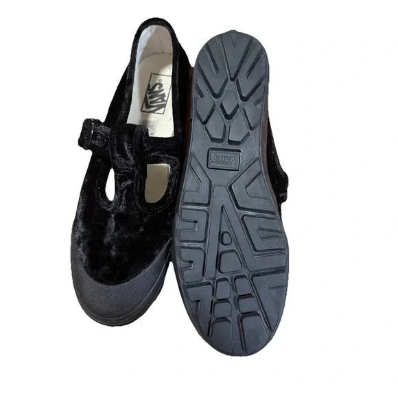 VANS Style 93 Mary Janes Black Crushed Velvet Shoes-Women's Size 11 Men's 9.5 - Picture 4 of 8